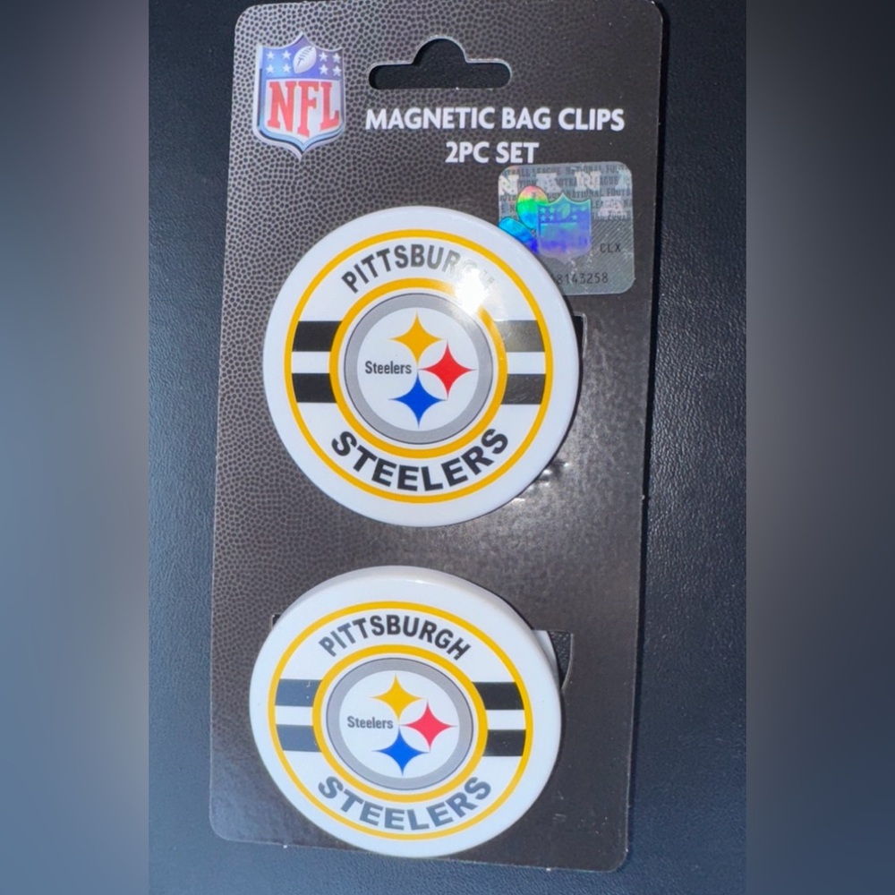 Pittsburgh Steelers football Magnetic Bag chip Clips 2pc Set Official NFL New